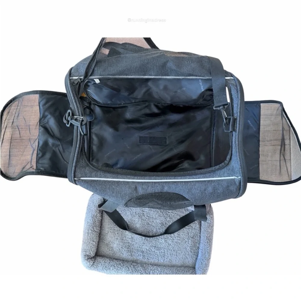 Morpilot Airline Approved Pet Carrier Soft Sided Dog & Cat Travel Bag Gray